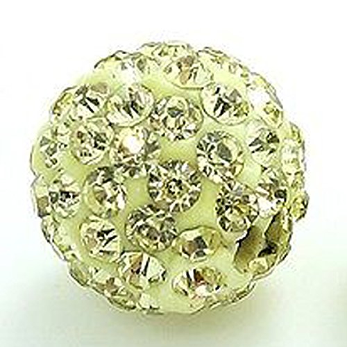 RUBYCA Pave Czech Crystal Disco Ball Clay Beads fit Shamballa Jewelry (50pcs, 12mm, Light Yellow)
