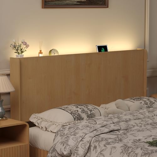 King Size Headboard and Nightstands with Charging Station & LED