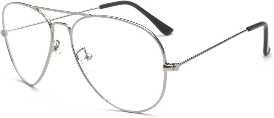 EYLRIM Blue Light Aviator Glasses for Women Men Metal Pilot Frame Clear Lens Computer Eyeglasses
