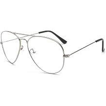 EYLRIM Blue Light Aviator Glasses for Women Men Metal Pilot Frame Clear Lens Computer Eyeglasses