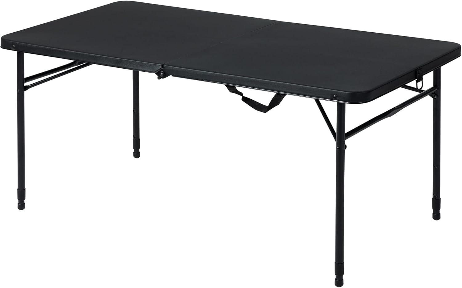 4' Fold-in-Half Adjustable Table, Black