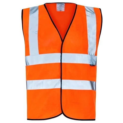 W&B Hi Vis Jacket high vis Reflective Safety Vest High Visibility hi viz vis Executive Waistcoat (X-Large, Orange), XL, Hi-Vest