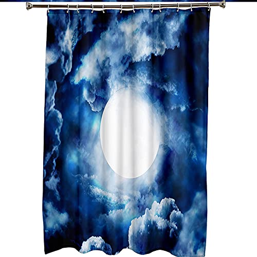 Rideau de douche polyester 180x180 lavable grand format ciel bleu lune - 7