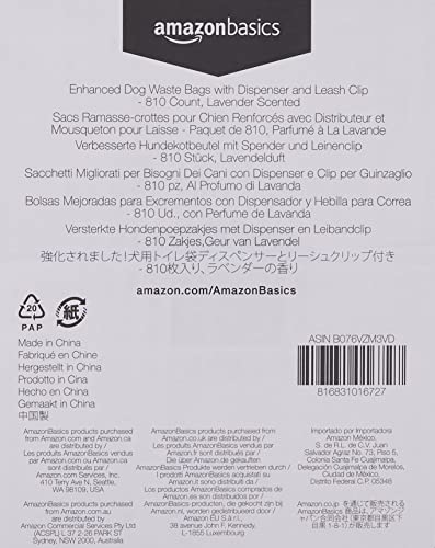 Amazon Basics Dog Poop Bags With Dispenser And Leash Clip, 13 X 9 Inches, Lavender Scented - 810 Bags (54 Rolls) #TOP5