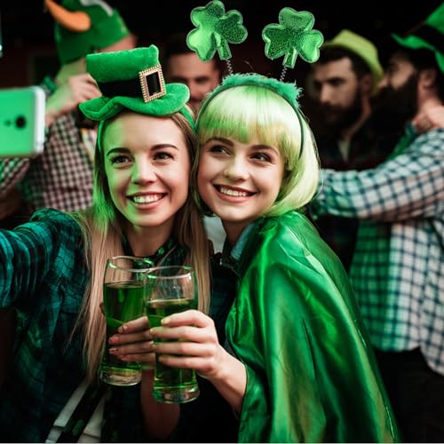 Serre-tête trèfle Saint-Patrick : accessoire costume alien en polyester et tissu pour cheveux