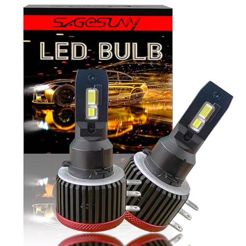 SageSunny Bombilla LED H15, 6000 K, blanco, 24 000 lúmenes, 700% más brillante, luz de circulación diurna de carretera para Golf MK6, MK7, Touareg y GTI (paquete de 2, garantía de 18 meses).