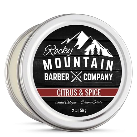 Rocky Mountain Barber Company Citrus and Spice Solid Cologne for Men, 2 oz
