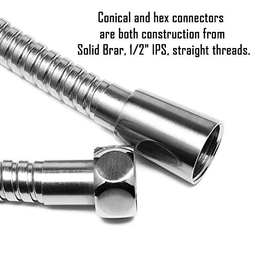 GROBRO7 Extra Long Shower Hose Flexible SUS 304 Stainless Steel Extension Shower Hose Handheld Showerhead Hose Replacement 360 Degree Pipe Anti-wrap Shower Hose with Adhesive Tape for Bathroom Toilet