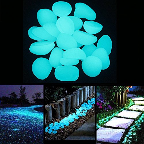 300 Pierres Lumineuses Bleues Pour Jardin - Galets Décoratifs Extérieur