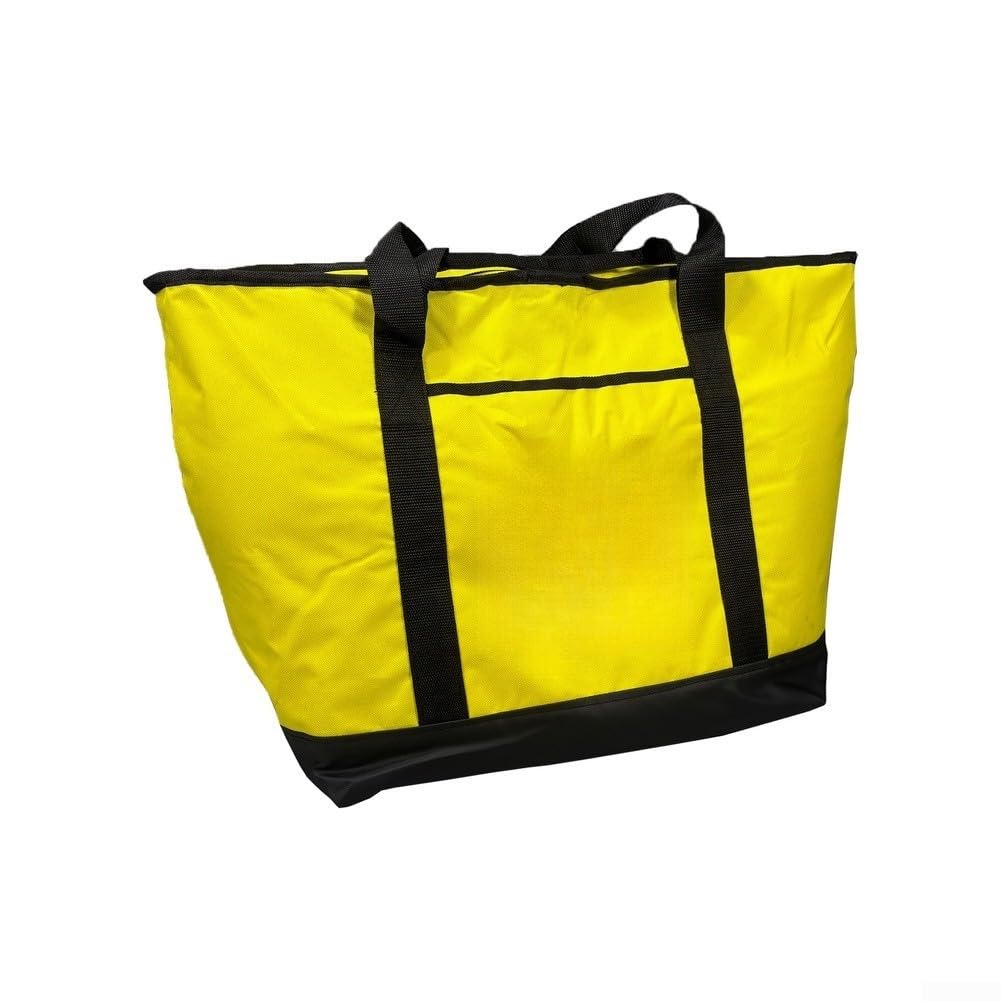 Bolsa térmica de transporte de alimentos diseñada para actividades al aire libre con asas dobles en la parte inferior reforzada y amplio volumen interno (amarillo)