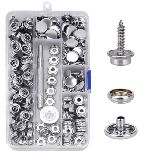 CENOZ 150 PCS Canvas Snap Kit Tool, Metal Screws Snaps Marine Grade 3/8