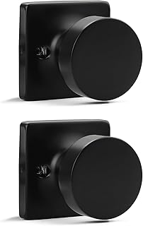 Probrico Dummy Door Knob Matte Black Finish, 2 Pack Standard Size Interior Door Handles Single Sided Dummy Door Handles, Flat Ball Knob for Closet