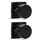 Dummy Door Knob Matte Black Finish, 2 Pack Standard Size Interior Door Handles Single Sided Dummy Door Handles, Flat Ball Knob for Closet