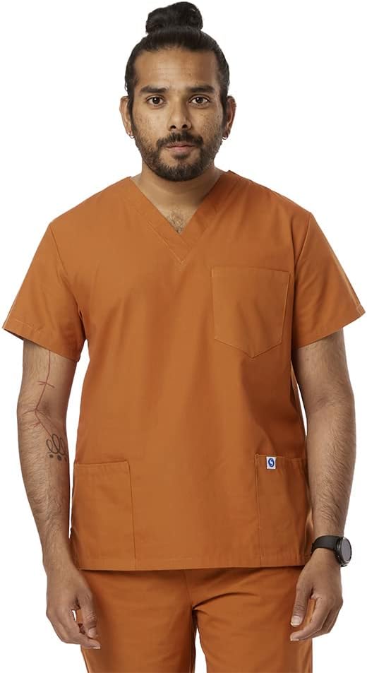 SPECTRUM UNIFORMS Scrub Tops Medical Tunic Tops Unisex V-Neck Yoga Medical Professionals, Hospital and Lab Workwear Pack of 2