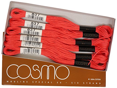 cosmo 25番刺しゅう糸 8m束 Col.837 オレンジ 系 1箱 6束入り