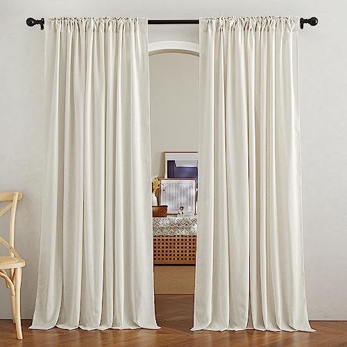 NICETOWN Natural Flax Linen Curtains 84 inches Length Privacy for Windows Coverings, Rod Pocket & Back Tab Light Filtering Drapes Thick Flax Semi Sheer 2 Panels for Living Room/Bedroom， W68 x L84 by NICETOWN - Image 3