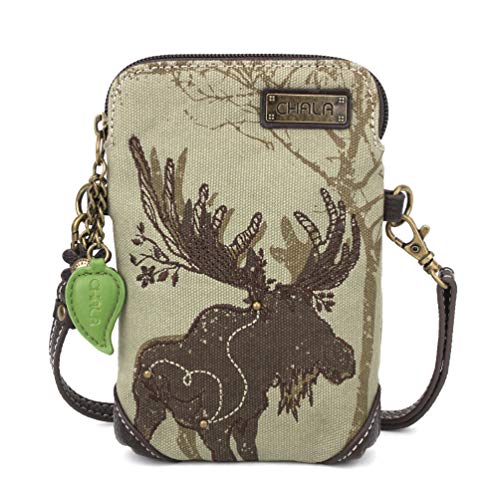 CHALA Canvas Cell Phone Crossbody Purse - Women Multicolor Handbag with Adjustable Strap - Moose - olive