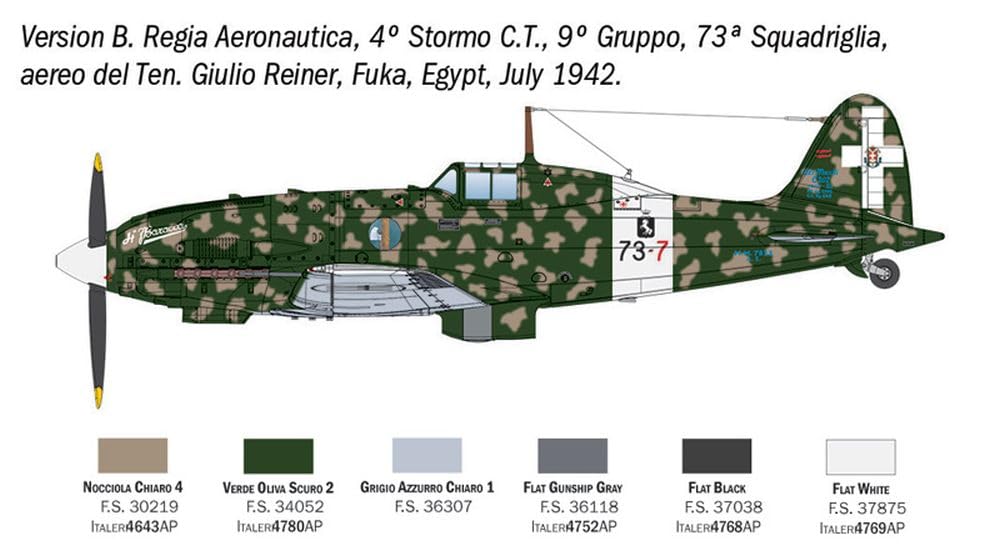 Italeri 2840 Macchi MC.202 Folgore, échelle 1:48, Plastic Model Kit/Maquette en Plastique à Assembler