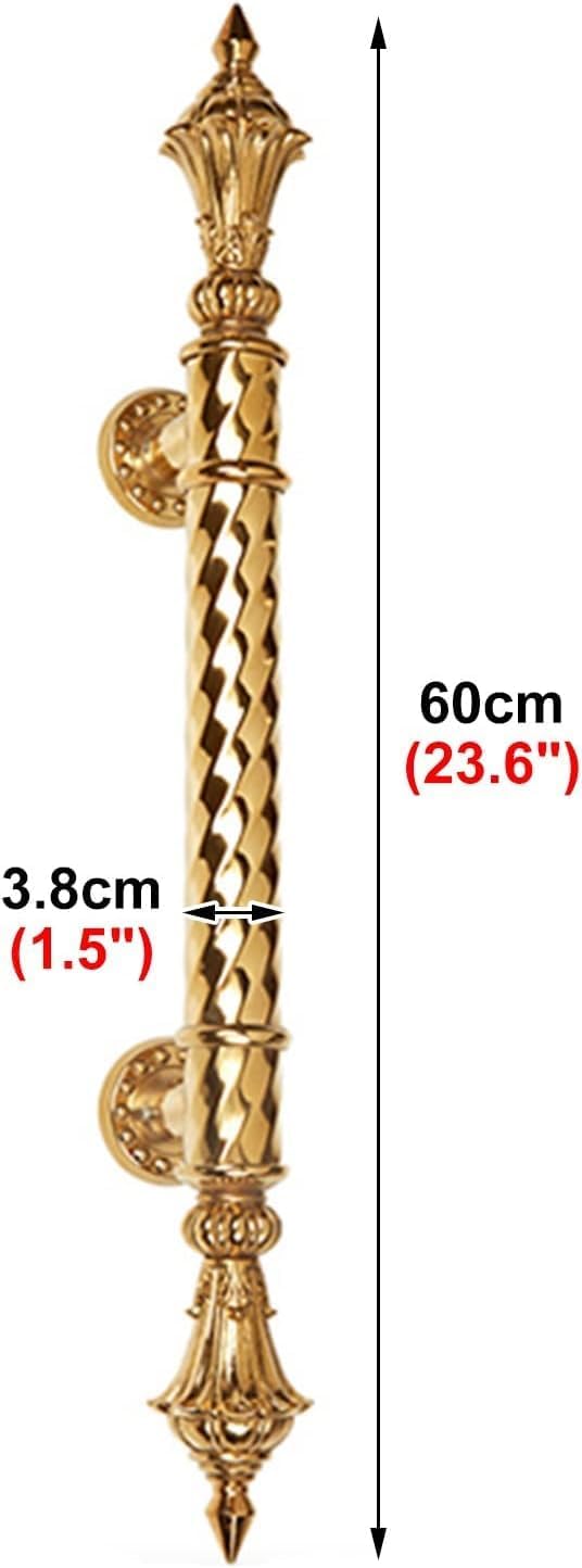 Shower Door Handle, Push Pull Door Handle, Interior/Exterior Gold Door Knob, Hotel Apartment Shop Commercial Doors Grip(60cm/24inch)