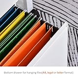 Vinsetto 3-Drawer Mobile Filing Cabinet, Steel Lockable File Cabinet for A4, Legal, Letter, Compact Under Desk Storage Unit with Pre-Assembled Body Except Wheels for Home Office, 39 x 48 x 59cm, White - Image 7