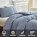 WARMDERN Blue Tufted Duvet Cover Set Queen Size, Striped Textured Duvet Cover Boho Bedding Set, 3 Pcs Ultra Soft Washed Microfiber Duvet Cover with Zipper Closure (Queen, Blue)