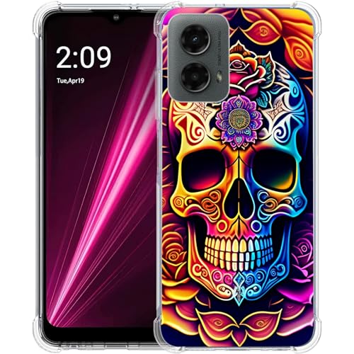 Beaucov Case for Motorola Moto G 5G 2024,Colorful Mandala Skull Flowers Drop Protection Shockproof Case TPU Full Body Protective Scratch-Resistant Cover for Motorola Moto G 5G 2024/Moto G 5G 3rd Gen