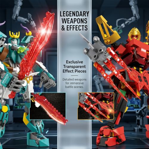 Loyratche Transforming Mech Robot Building Blocks Set, 4 Types of Destroy Warrior City Mecha Action Figure with Weapons, Cool Creative Robots Toys Gift for Adults by Loyratche - Used condition - Image 5