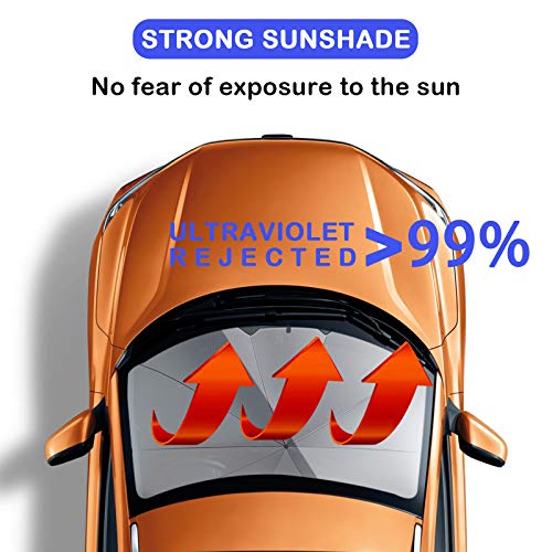 Car Summer Windshield Sunshade, Front Windshield Umbrella Sunshade Vehicle Cool with Storage Bag,Car Sunscreen Cooling Sunshade Outdoor Sun Foldable