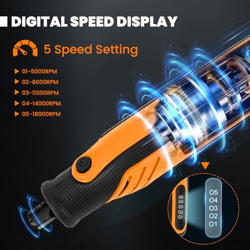 Image of HARDELL Rotary Tool, 4V Mini Cordless Rotary tool Kit con 5 Speed Display, Rechargeable Rotary tool Set with 69 Accessories for Sanding, Grinding, Engraving, Polishing, Drilling, Cutting, DIY Crafting