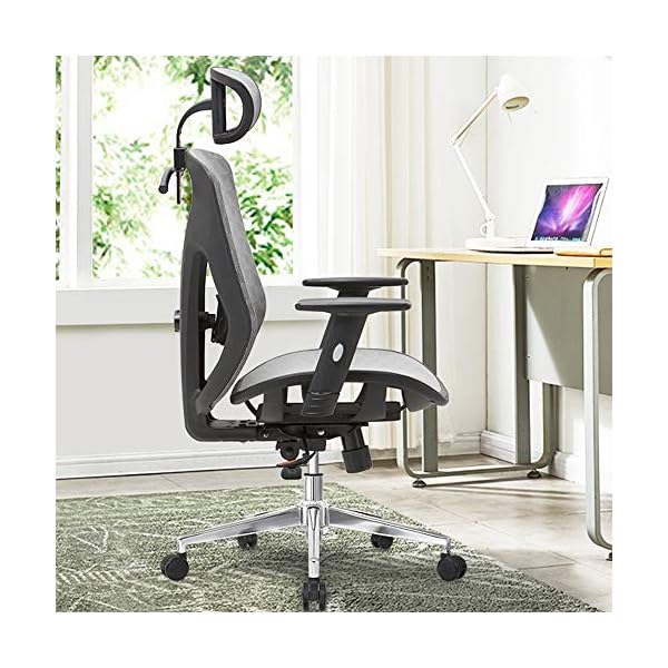 Cedric Ergonomic Office Chair with Lumbar Support，Breathable Mesh Desk Chair with Adjustable Headrest，3D Armrests， Tilt Function-EN1335 certification，CD-8015 - Image 9