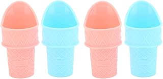 Sorandy 4PCS Snow Cone Cups, Reusable Ice Cream Snow Cone Rack, Summer Colorful Ice Cream Cone Scoop - Ice Cream Plastic Cup Stand Upright for Scooping Cream Frozen Yogurt Sorbet, #611