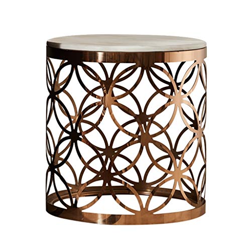 Modern Side Table/Coffee Table, Large Tabletop, Hollow Table Frame, Stainless Steel Titanium Plating Process, Used in Home Hotels, Round, Rose Gold