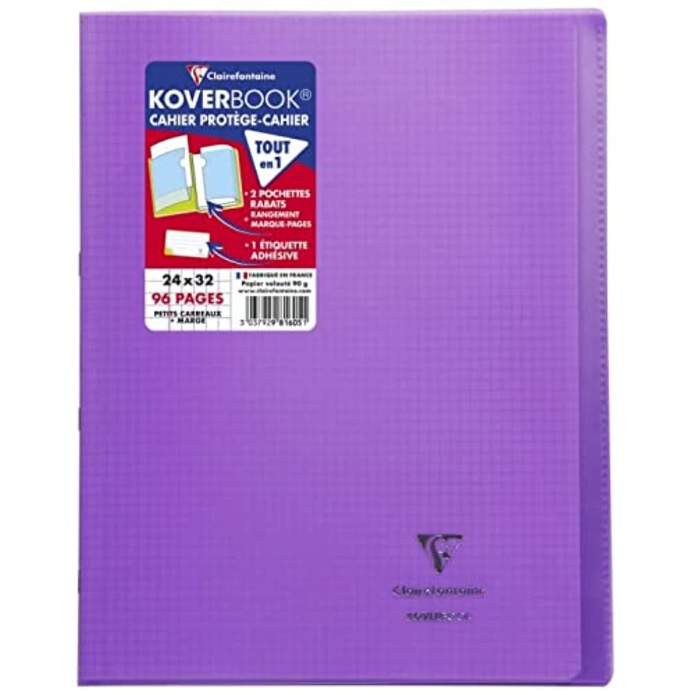 Clairefontaine 981607C A Pack of 10 Stapled Notebooks Koverbook Grey, 24x32 cm, 96 Pages Small Squares with Margin