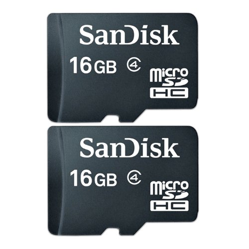 2 Pack - SanDisk 16GB Class 4 microSDHC Memory Flash Card microsd
