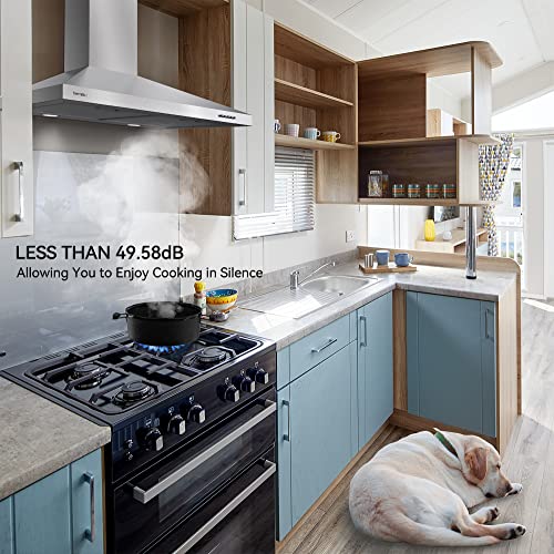 Hermitlux Range Hood 30 Inch Stainless Steel, Wall Mount Vent Hood For Kitchen With Charcoal Filter, Range Hoods With Ducted/Ductless Convertible #TOP3