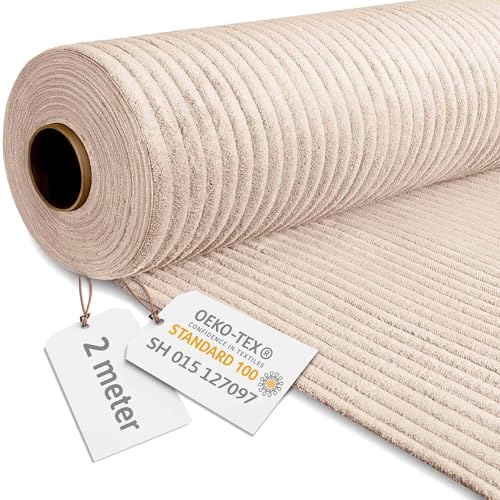 Tissu velours côtelé aménagement salon canapé DreamRoots couleur Vanilla Ice 2m