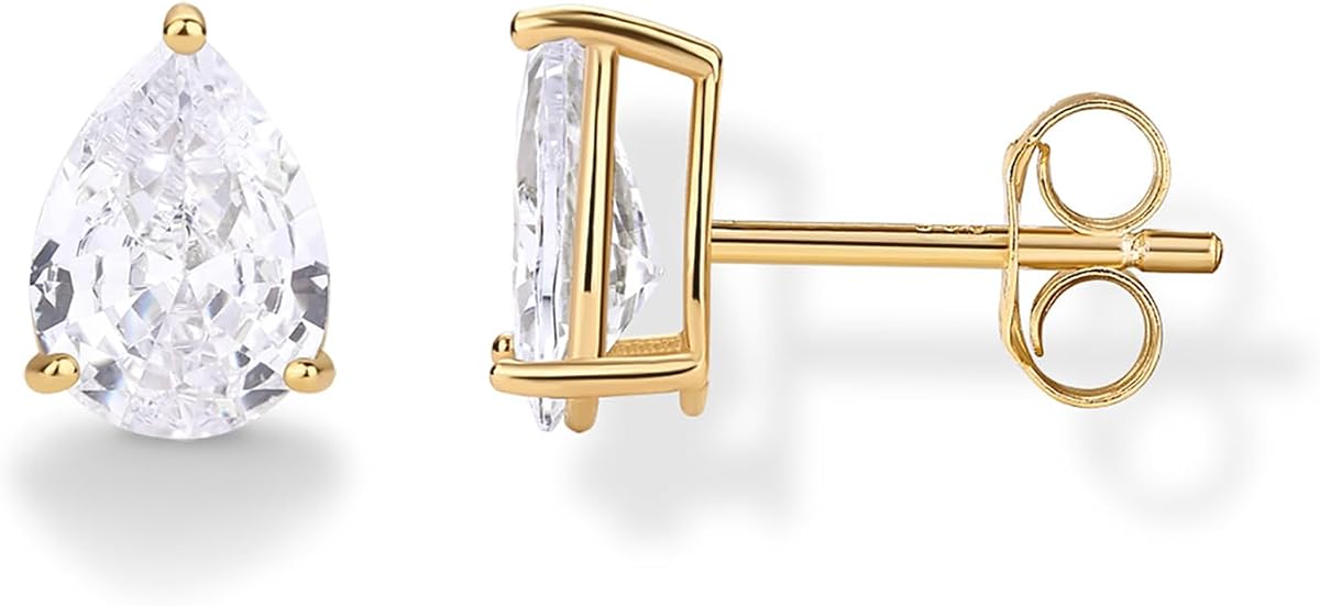 PAVOI Gold Stud Earrings for Women, 925 Sterling Silver Cubic Zirconia