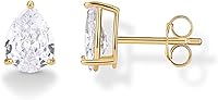 PAVOI 14K Gold Plated 925 Sterling Silver Pear CZ Stud Earrings for Women - Hypoallergenic Simulated Diamond Jewelry