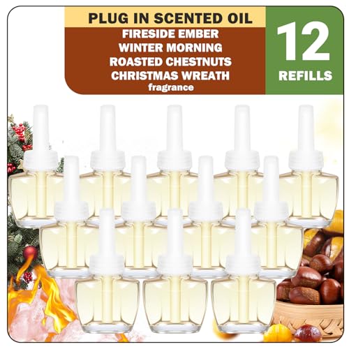 SCENTORINI Plug-In Air Freshener Refill Value Pack – 12 Bottles (4 Scents ×3) 19 ml Each, Compatible with Air Wick & Glade, Autumn-Winter Fragrance for Home, Office, Bedroom