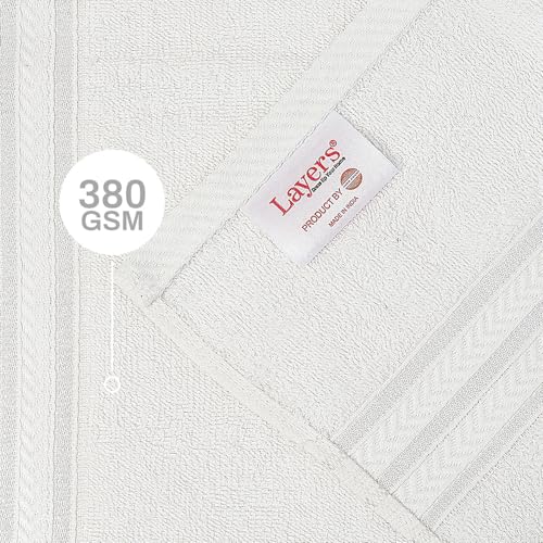 Image of Layers 100% Cotton Gym Towel | 380 GSM Quick Dry & Super Absorbent | Soft, Fade Resistant & Long Lasting | Gym, Yoga, Sports, Travel & Pool | 1 Piece for Men & Women | 50 x 100 cm - White