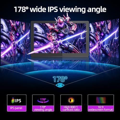 터치 스크린이 있는 7인치 미니 휴대용 모니터, 1024x600 소형 HDMI 디스플레이, 60Hz IPS 스크린, 300Nits 800:1, USB-C 터치 및 3.5mm 오디오, 노트북 PC 라즈베리 파이 게임용 외부 모니터 — 사진 4