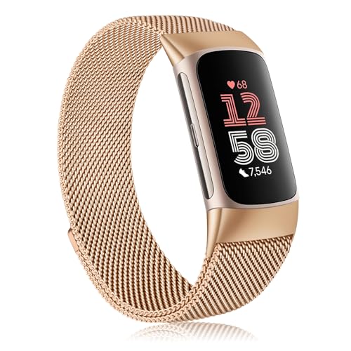 Fitbit Charge 6�p���^���o���h ���f�B�[�X �����Y �X�e�����X�X�`�[�����b�V�����[�v ���C�����p�u���X���b�g�X�g���b�v Fitbit Charge 6 �t�B�b�g�l�X�g���b�J�[�p (���[�Y�S�[���h)