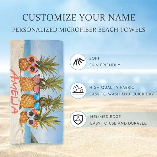 Personalized-Beach-Towel-with-Name-30-x-60in-Customized-Summer-Microfiber-Pool-Towel-for-Adults-Soft-Quick-Drying-Sand-Free-Lightweight-Personalized-Gifts-for-Women-Kids-Men-Lover-Pineapple 51PySE