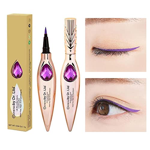 Epilynx By Dr. Liia - Gem Liquid Eyeliner Waterproof Smudge Proof W/Fine Felt Tip - Long-Lasting Vegan Gluten-Free Hypoallergenic Liquid Liner Pen - Makeup Fashion Eye Liner (Purple) #TOP1