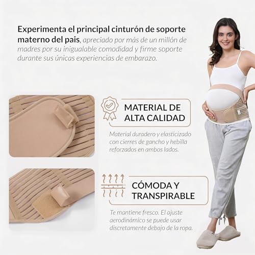 NEOtech Care Cinturón de maternidad Apoyo durante el embarazo - banda para abdomen/cintura/espalda, faja de premamá para el vientre (Beige, L) - imagen 5
