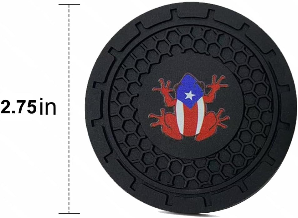 2 Pcs Car Cup Holder Coaster Compatible with Coqui Frog Boricua Puerto Rico Rican,Universal Car Truck SUV Cup Non-Slip Holder Coasters Interior Accessories image 2