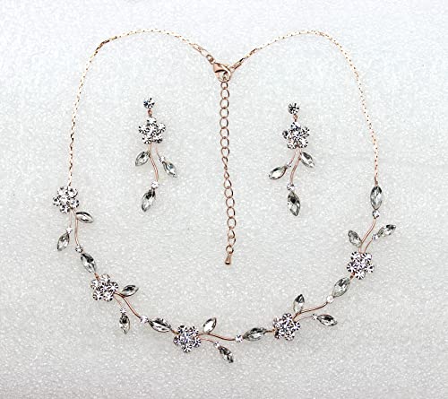 Image of Faship Gorgeous Rhinestone Crystal Floral Necklace Earrings Set