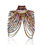 Kente nyama African Necklace for Women, Ankara Multi-Strand Fabric Shawl-Style Statement Necklace, Handmade Tribal African Jewelry for Party, Festival & Wedding