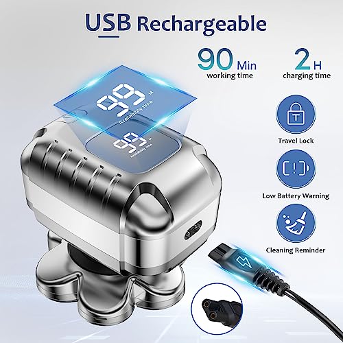 Electric Razor Bald Head Shaver: 7D Magnetic Head Shaver For Bald Men Wet And Dry Detachable Waterproof Balder Rotary Shaver Cordless Rechargeable Bald Hair Clippers With Beard Nose Trimmer #TOP5