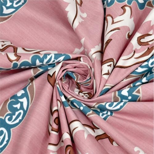 Image of 380 TC Premium Glace Cotton Elastic Fitted Bedsheet King Size with 2 Pillow Covers King Size | Double Bed with All Around Elastic (Pink, Fitted Queen-60x78)